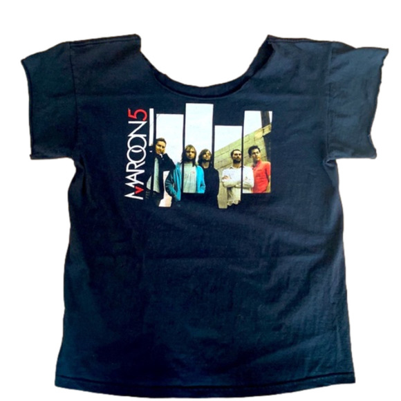 Vintage Short Sleeve Upcycled Distressed Maroon 5 2004 Y2K Tour Tee - Picture 1 of 3